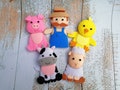 Old MacDonald farm animals set Finger puppets Farmer toy Felt cow Felt pig Quiet toys Farm favors Felt animals Montessori toddler toys