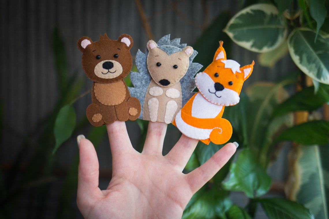 Woodland animals finger puppets Forest animals toy Quiet toys Etsy
