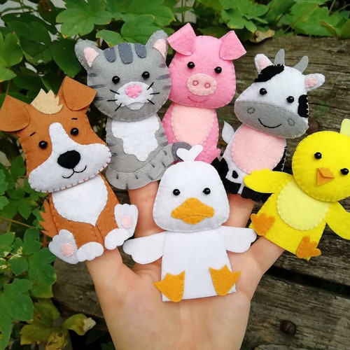 Finger Puppets Farm Animals Toys Felt Dog Felt Cat Felt Play Etsy