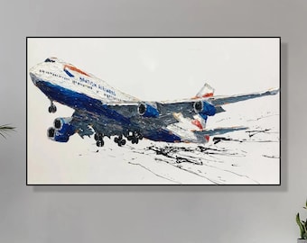 大型飛行機絵画 航空壁アート モダンジェットキャンバスアート オフィス装飾用