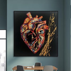 Heart Painting: Abstract Impasto Canvas Wall Art