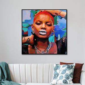 Abstract Face Portrait Painting: Contemporary Acrylic Art, 43.3&quot;x43.3&quot;