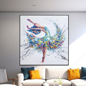 Abstract Ballerina Oil Painting: Expressive Impasto Dance Artwork