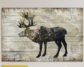 Elk Art Abstract Multi Panel Print On Canvas Wild Animal Wall Art Wild Nature Wall Hanging Decor Moving House Gift for Kids Room Decor