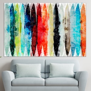 Surfbrett Aquarell Kunstdruck: Big Wave Leinwand Wanddeko