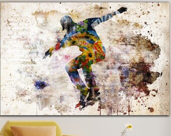 Skateboarder Wall Decor Skateboard Canvas Art Large Sport Print Home Decor Wall Art Sport Room Decor Skateboard Art Room Decor