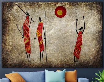 Original African Life Canvas Wall Art African Women Multi-Panel Print Modern African CultureWall Art for Living Room Decor
