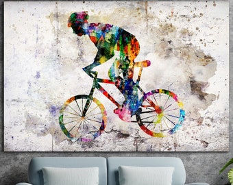 Bicyclist Wall Art Cycling Poster Cyclist Gift Cycling Canvas Print Bicycle Wall Art Bicyclist Art Byclist Man wall decor Sports Room Decor