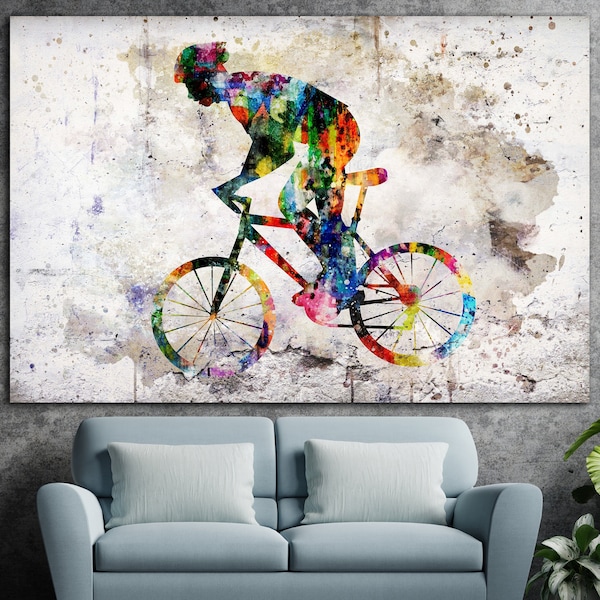 Bicyclist Wall Art Cycling Poster Cyclist Gift Cycling Canvas Print Bicycle Wall Art Bicyclist Art Byclist Man wall decor Sports Room Decor