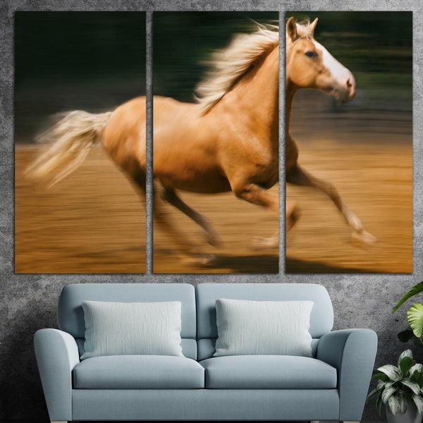 Wild Horse Wall Art Canvas Running Horse Print Multi Panel Wall Art Galloping Horse Photo Poster Animal Poster Equine Wall Art