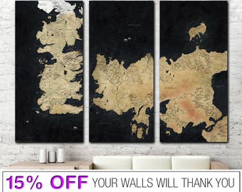 GoT Westeros Poster Game of Thrones Gloss Black Framed Antique Map 40x50cm