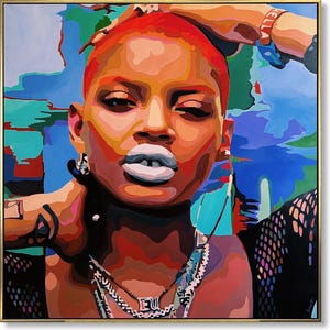 Portrait Painting Abstract Face Art Acrylic Figurative Painting Contemporary Art Gift Idea for Modern Wall Decor Home or Office 43.3&quot;x43.3&quot;