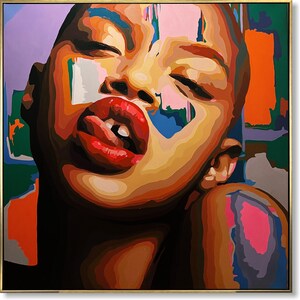 Abstract Pop Art Portrait: Modern Acrylic Painting on Canvas (51.2&quot;x51.2&quot;)