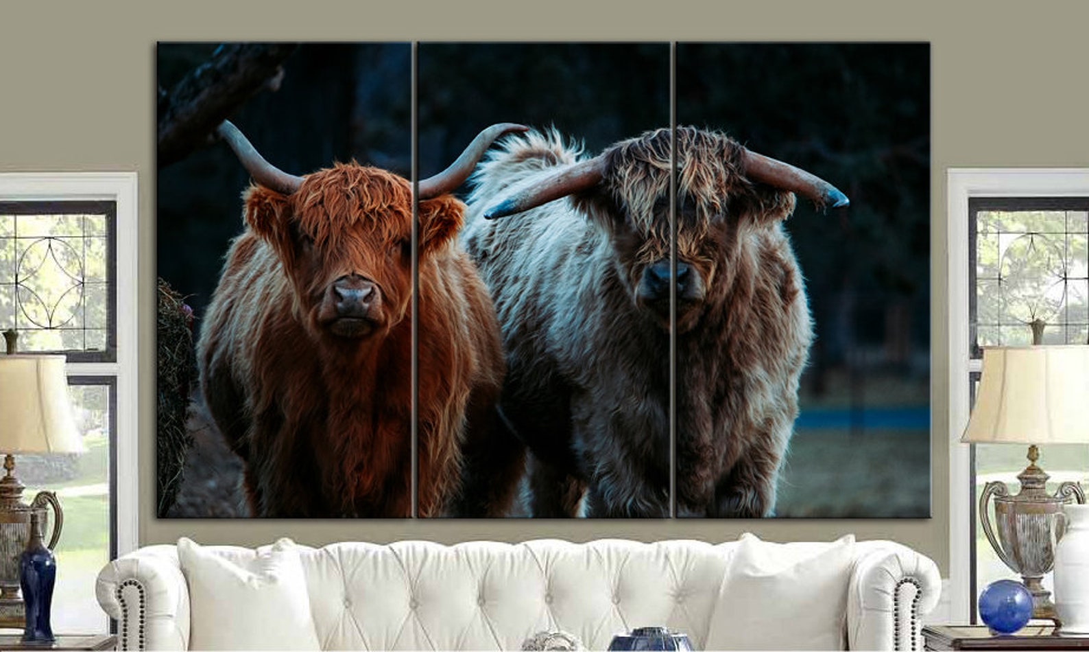 Yaks Canvas Wall Art Wild Animals Print Yaks Canvas Print Wall Etsy