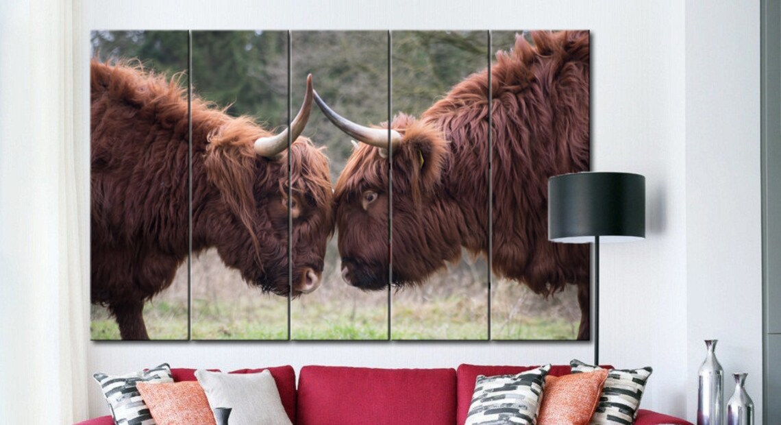 Bulls Canvas Wall Art Wild Animals Print Bull Canvas Print Etsy