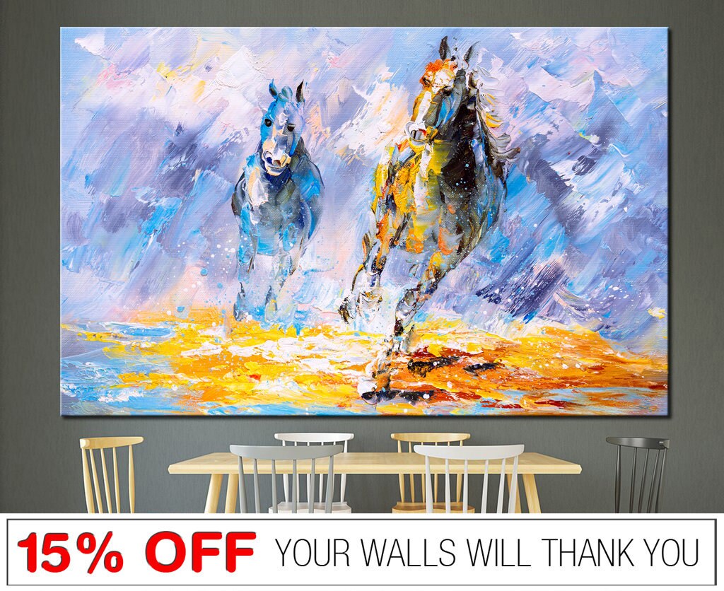 Abstract Horse Print Wall Art Decor Horses Canvas Art Print Etsy