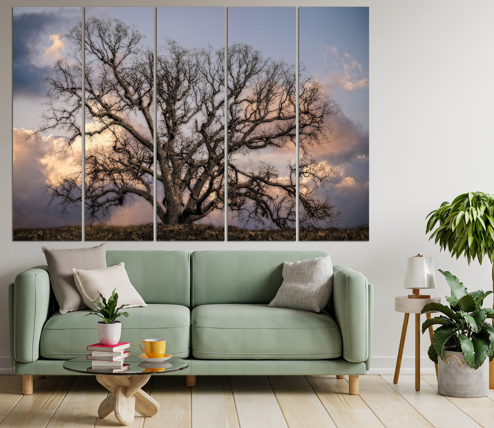 The Big Oak Tree Canvas Wall Art Nature Landscape Multi Panel Etsy