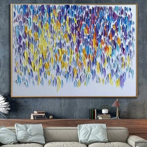 Textured Abstract Painting: Colorful Modern Wall Art, Framed Canvas Artwork