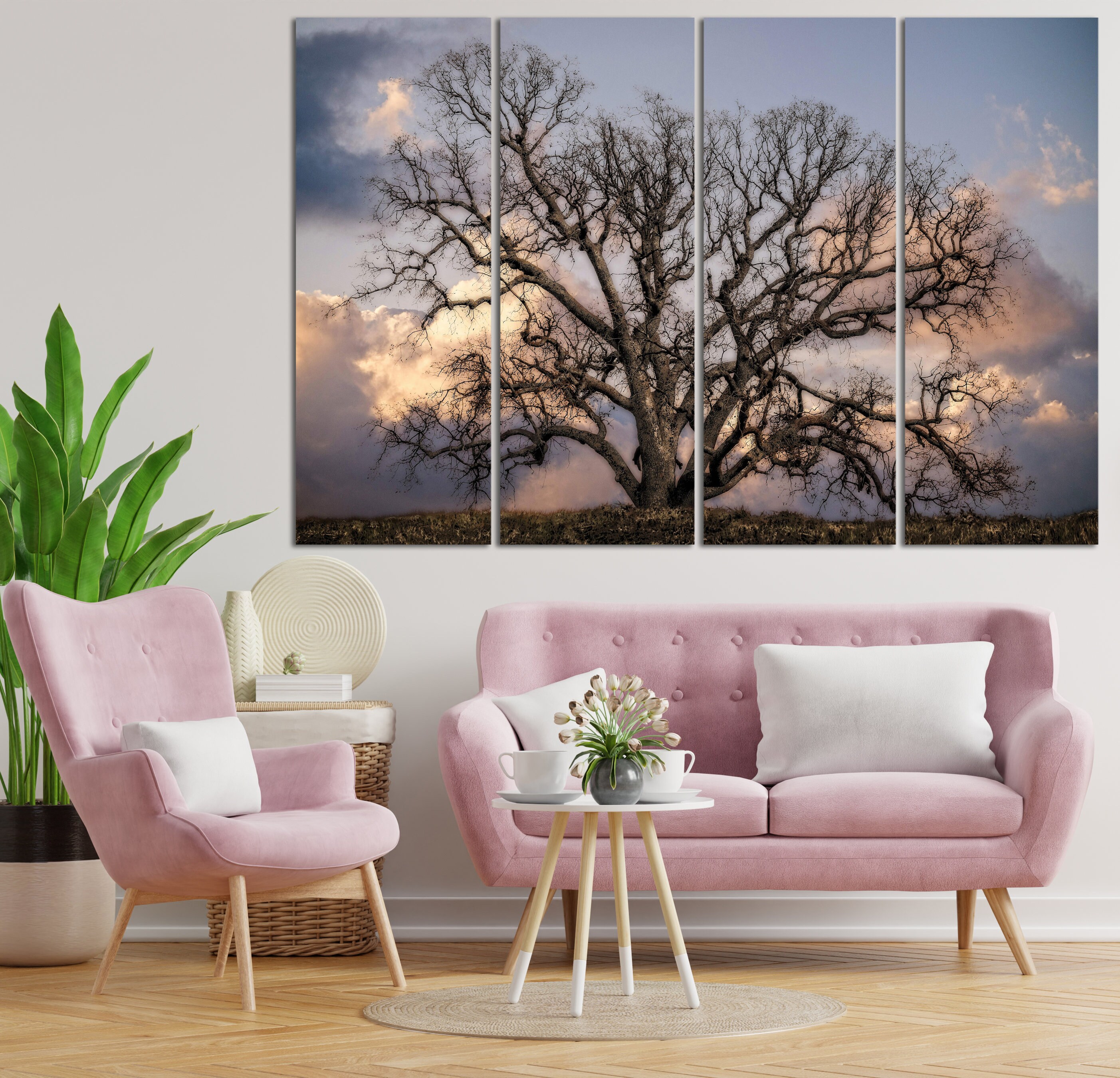 The Big Oak Tree Canvas Wall Art Nature Landscape Multi Panel Etsy