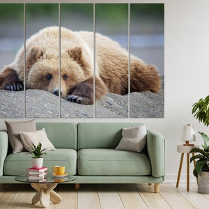Large Bear Canvas Wall Art Grizzly Bear Multi Panel Photo Print Wild Animal Poster Wildlife Print Wall Hanging Decor for Living Room Decor image 4