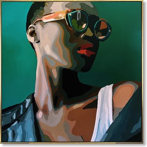 Abstract Portrait Painting: Modern Pop Art, Bold Colors (43.3&quot;x43.3&quot;)