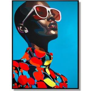 Pop Art Woman Portrait Painting: Colorful Modern Wall Art (51.2&quot;x39.4&quot;)