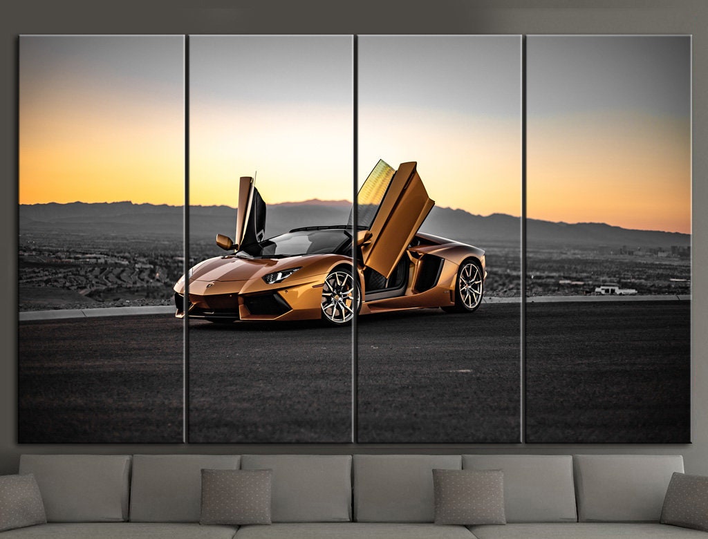 Orange Luxury Sport Car Wall Art Sport Car On Canvas Wall Art Etsy