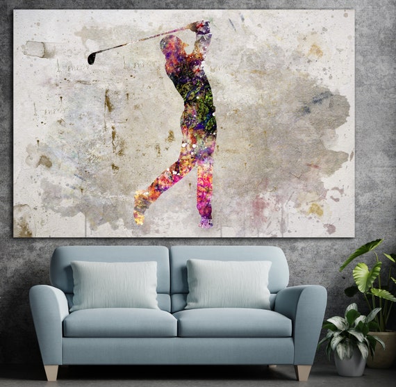 Golf Player Silhouette Wall Art Golf Office Decor Teen Room Etsy