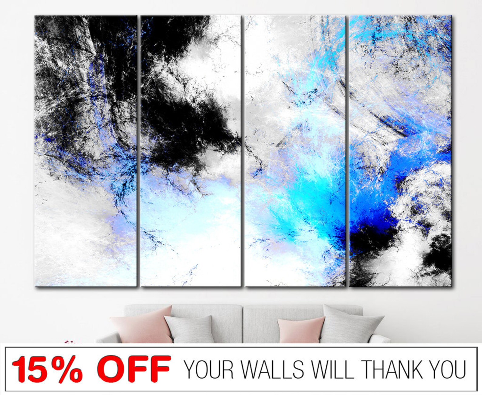 Blue Tones Color Canvas Print Large Wall Decor Gift Idea Etsy