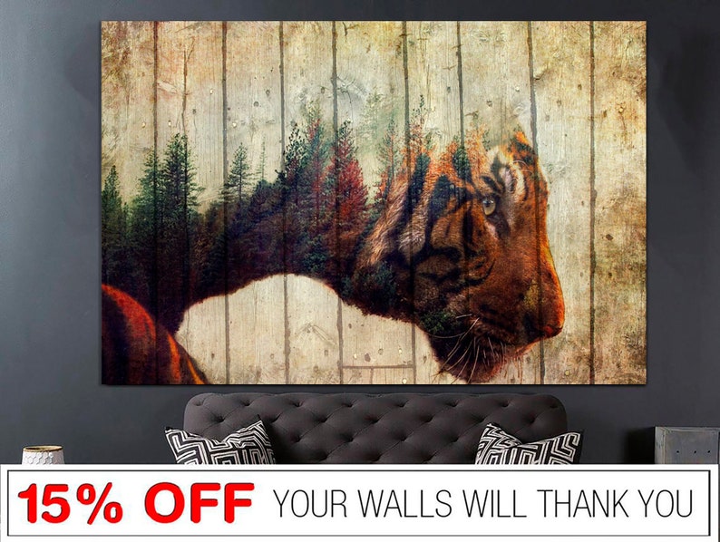 Tiger Canvas Wall Art Wild Animals Multi Panel Print Tiger Etsy