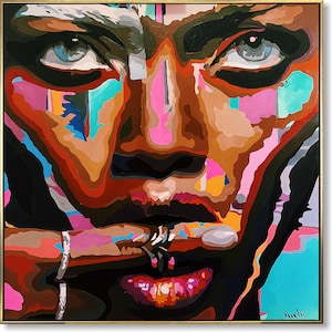 Colorful Abstract Female Portrait Painting: Modern Pop Art, 43.3&quot;x43.3&quot;
