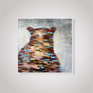 Abstract Bear Painting on Canvas: Textured Animal Art, 28x28&quot;
