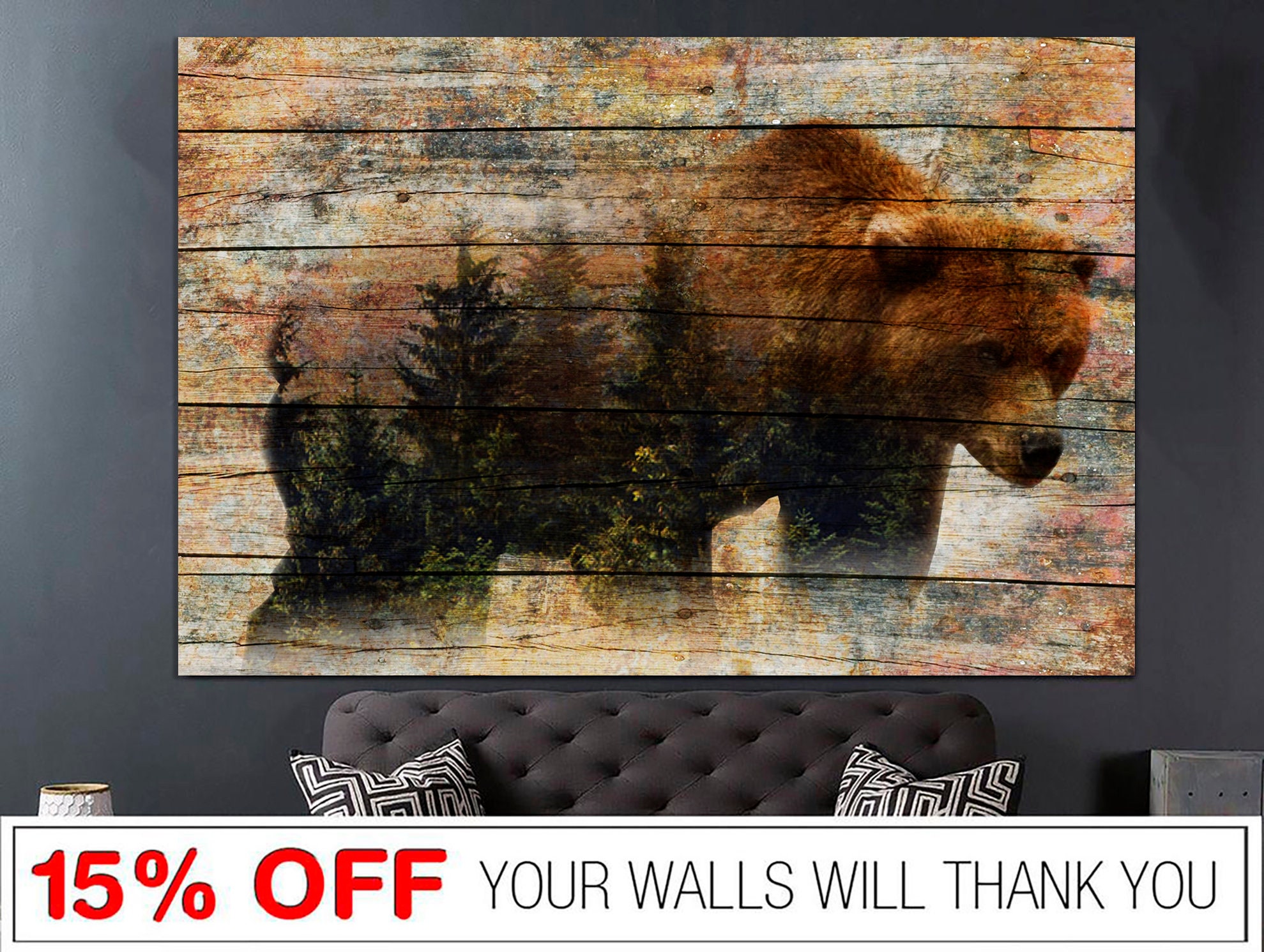 Bear Cub Definition Wooden Sign  Wall Art Print on Real Wood – Mill Wood  Art