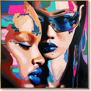Abstract Female Portrait Painting: Bold Pop Art Canvas (43.3&quot;x43.3&quot;)