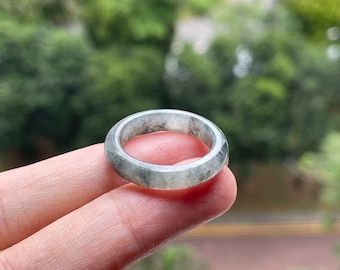 US7 Jade Band Ring Authentic Burmese Jadeite Natural Grade A Untreated Jadeite Translucent
