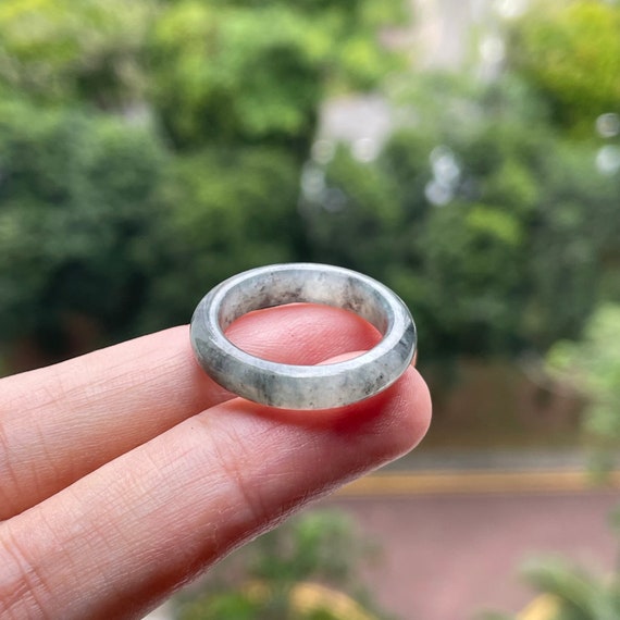 US7 Jade Band Ring Authentic Burmese Jadeite Natural Grade A Untreated Jadeite Translucent