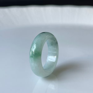 Jade Ring US5.5 - Authentic Burmese Jadeite Natural Grade A Translucent White with Green unisex jade band ring