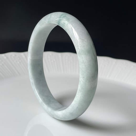 Jade bangle 59.5mm Natural Jade Bangle - Bluish Green Grade A Burmese Jadeite