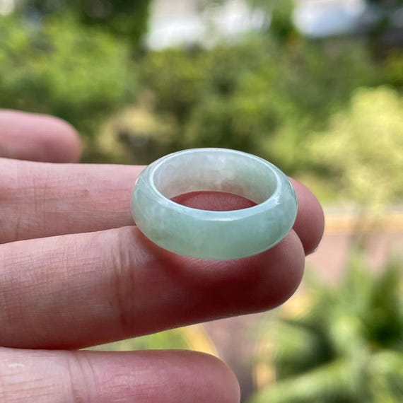 US4.5 All gender Jade Band Ring - Natural Burmese Jadeite Type A Natural Soft Green Authentic