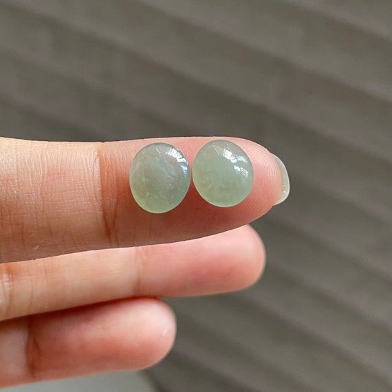 Jade Earrings Cabochons - Natural Type A Translucent Fine Quality Authentic Burmese Jadeite Jade Customization Available  with 18K Gold