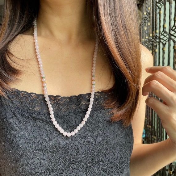 Natural Jade Bead Necklace  5.7mm MYANMAR Type A jadeite beaded necklace Translucent Jade Bead Necklace