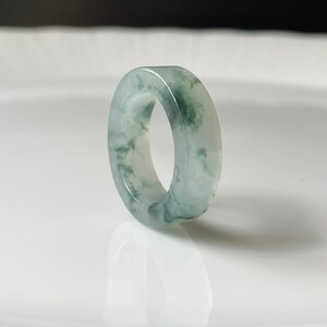 US7.6 Jade Ring for unisex straight cut band ring - Authentic Burmese Jadeite 100% Natural Grade A High Translucent Green Jade band ring