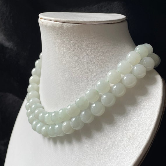 Mother's Day White Jadeite Bead Necklace - Genuine Authentic Natural Myanmar Jadeite Jade Grade A 10mm beads