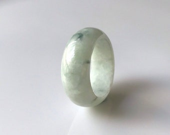 Jade Band Ring US6.8 - 100% Natural Burmese Jadeite Grade A Faint Green Myanmar Jadeite Rings Type A Jadeite Band Ring