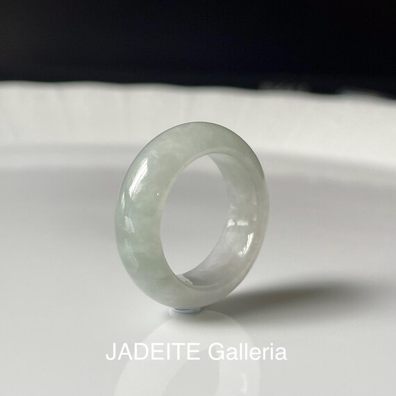 US6.8 Jade Band Ring - Authentic untreated natural Burmese jadeite translucent White Jade band