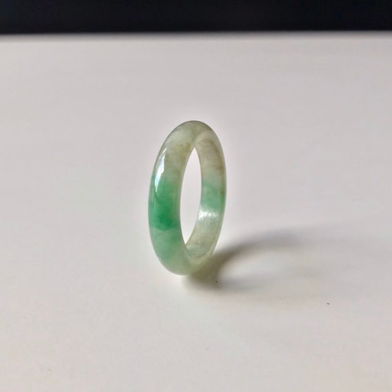Jadeite Ring US6.75 Authentic Natural Burmese Green Jadeite Abacus Ring Green Jade Ring Jadeite Band Ring Natural Green Jade