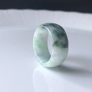Jade Ring US 10.25 Type A Burmese Jade Translucent Green Myanmar Type A Jadeite Ring Wide Jade Band ring