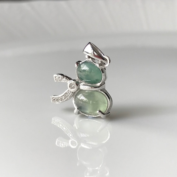 Natural Icy Jade Pendant -  Grade A Translucent Natural Burmese Green Jadeite Cabochons with 925 Silver