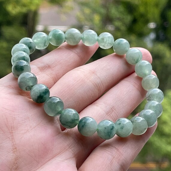 Natural jade bead bracelet 8mm jadeite bead - Unisex Wearable Jadeite Beaded Bracelet Authentic Type A Translucent Jade Bracelet