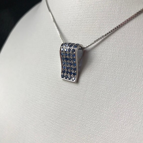 Mogok Unheated Natural Sapphire Pendant with 18K White Gold plated on Solid Yellow Gold -  Famous Burmese Natural Sapphire